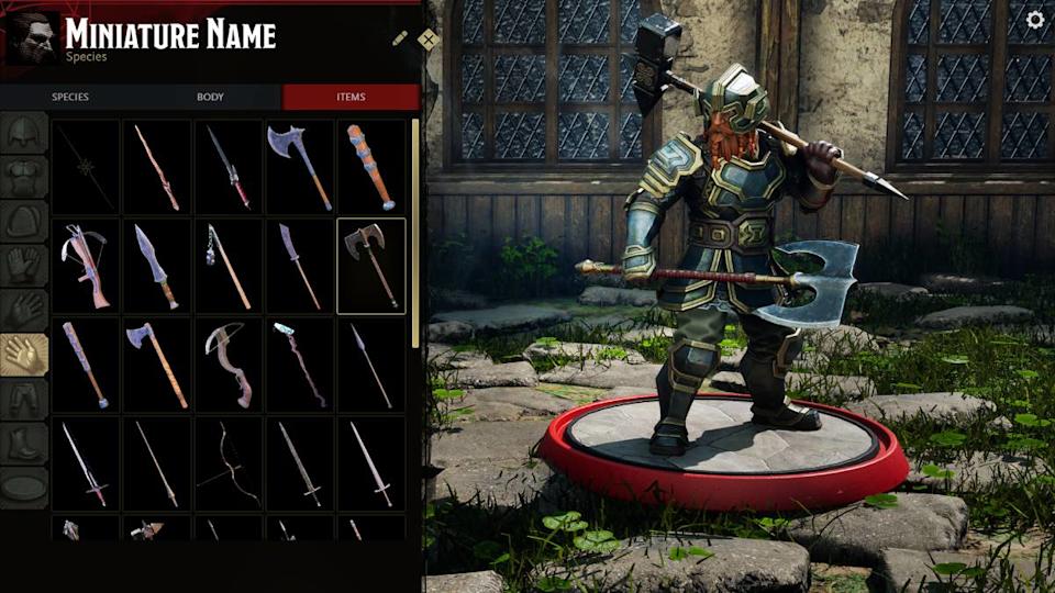 Screenshot of a miniature customization screen from Sigil.