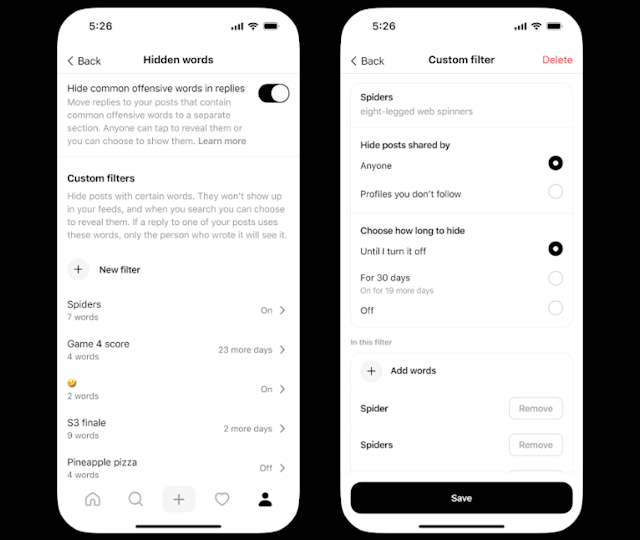 Threads now has a Hidden Words setting that's separate from Instagram