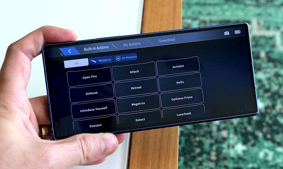 Inside the app, there's also a big list for all of Soundwave's voice lines and poses.